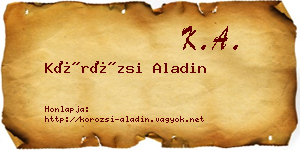 Körözsi Aladin névjegykártya